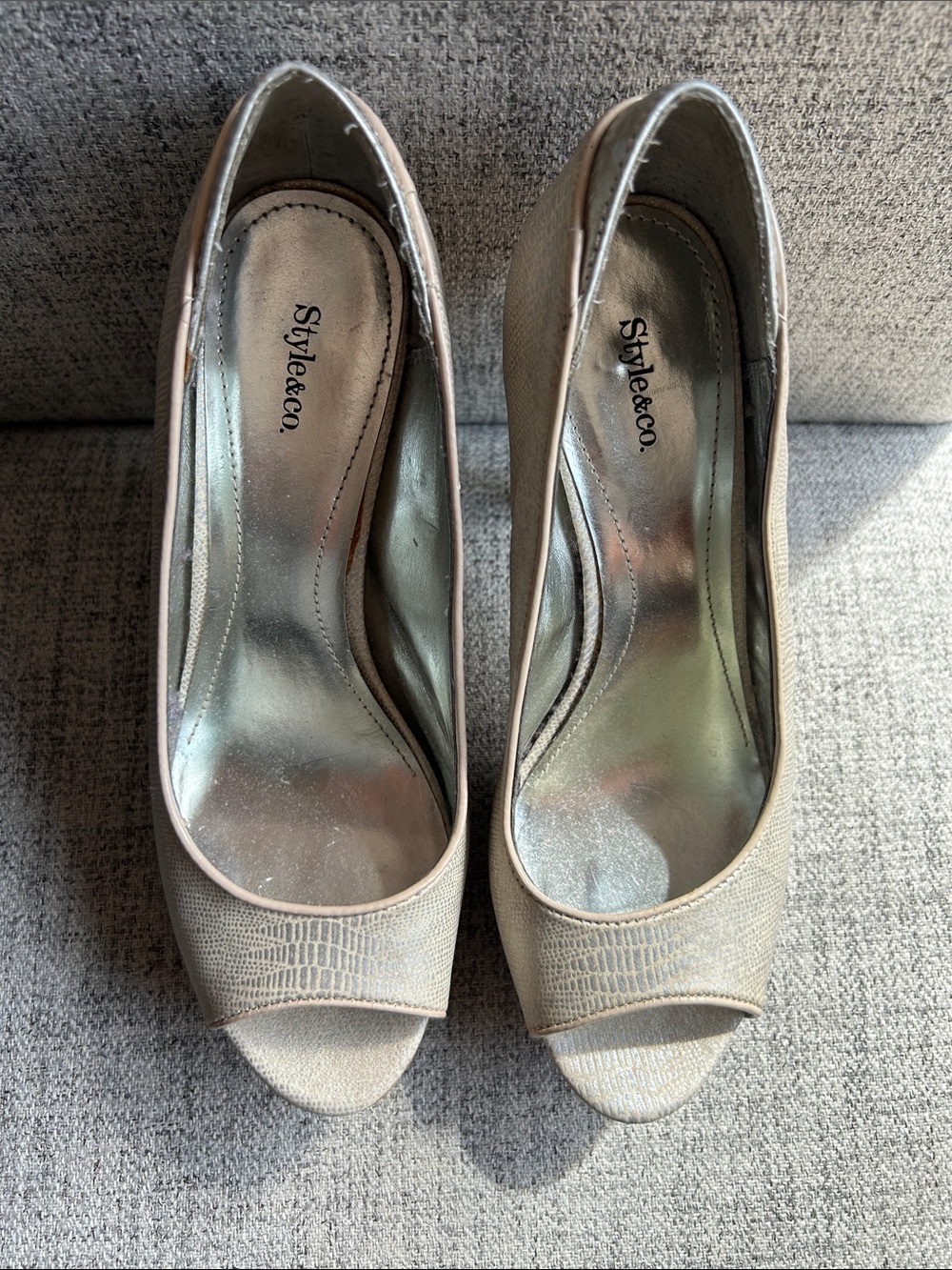 Style & Co. Women's Beige Peep-Toe Pumps